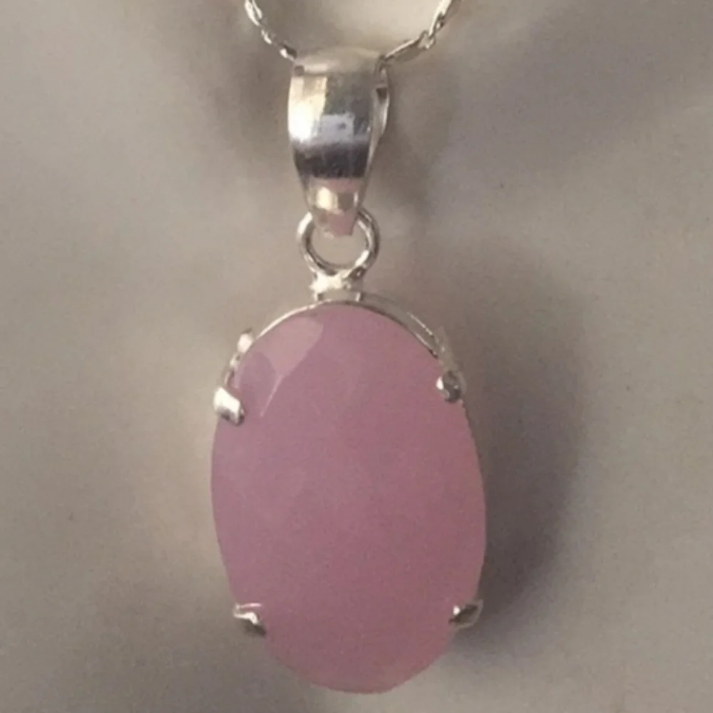 Pink Chalcedony & Sterling Silver Pendant